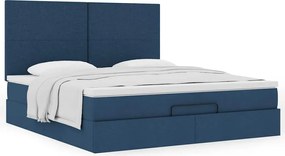 vidaXL Οθωμανικό κρεβάτι με στρώμα μπλε 160x200cm ύφασμα