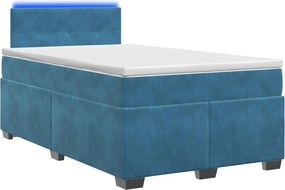 vidaXL Κρεβάτι Box Spring με Στρώμα και LED Μπλε 120 x 200 cm Βελούδο
