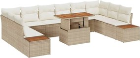 vidaXL Σετ Καναπέ Κήπου με αποθήκευση 11 pcs Μπεζ Πολυ ράταν