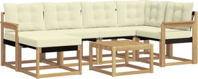 vidaXL Σειρά Καναπέ Εξωτερικού με μαξιλάρι 7 pcs Λευκό και Κρεμ