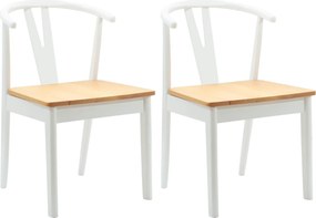 vidaXL Καρέκλα τραπεζαρίας 2 pcs Λευκό και Φυσικό Στερεό Ξύλο Ραβέντι