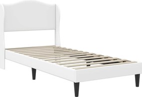 vidaXL Σκελετός Κρεβατιού με κεφαλάρι Λευκό 90 x 190 cm Τεχνητό Δέρμα