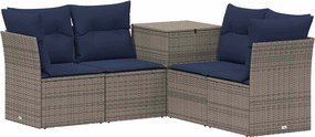 vidaXL Σετ Καναπέ 5 τμχ. Γκρι και Navy Blue Πολυ-ρακί και Χάλυβας