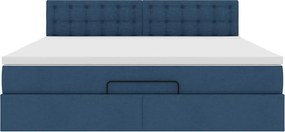 vidaXL Οθωμανικό κρεβάτι με στρώμα μπλε 180x200cm ύφασμα
