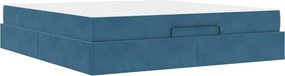 vidaXL Σκελετός κρεβατιού με στρώμα 2 pcs Μπλε Βελούδο