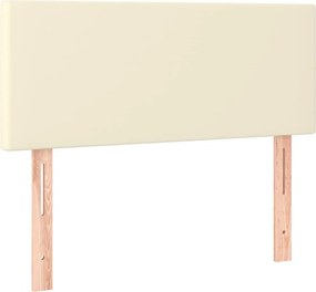 vidaXL Κρεβάτι Boxspring με Στρώμα &amp; LED Κρεμ 100x200 εκ. Συνθ. Δέρμα