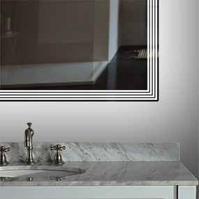 Stewehome Καθρέφτης Μπάνιου LED με Λέιζερ Σχέδιο Τετράγωνος 57x57 cm