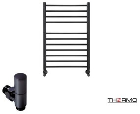 Thermo BELLAVIA Θερμαινόμενη πετσετοκρεμάστρα από ανοξείδωτο χάλυβα με υδραυλική λειτουργία, 75x50cm Silk Black