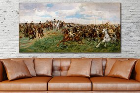 Πίνακας σε καμβά με άλογα σε πόλεμο KNV802 65cm x 140cm