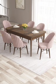 Extendable Dining Table &amp; Chairs Set (7 Pieces) Roz - Baroque, Pink Baroque
Pink