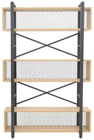 Βιβλιοθήκη Fifer pakoworld σε oak-μαύρη απόχρωση 120x28x185εκ