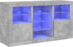 vidaXL Ντουλάπι με LED Γκρι Σκυροδέματος 123 x 37 x 67 εκ.