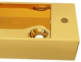 vidaXL Νιπτήρας με Οπή Υπερχείλισης Χρυσός 49x25x15 εκ. Κεραμικός