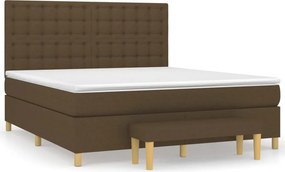 vidaXL Κρεβάτι Boxspring με Στρώμα Σκούρο Καφέ 160x200 εκ Υφασμάτινο