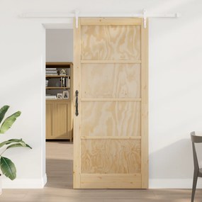 vidaXL Συρόμενη Πόρτα  με Σετ Υλικών 93x211 εκ. Μασίφ Ξύλο Πεύκου