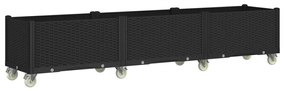 vidaXL Ζαρντινιέρα Κήπου με Ροδάκια Μαύρο 240x50x54 εκ. Πολυπροπυλένιο