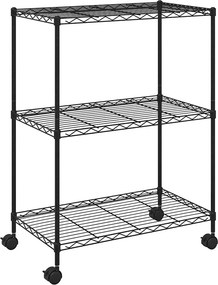 vidaXL Ραφιέρα 3 Επιπέδων με Τροχούς Μαύρη 60x35x81 εκ. 150 κ.