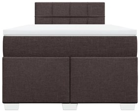 vidaXL Κρεβάτι Boxspring με Στρώμα Σκούρο Καφέ 120x190 εκ Υφασμάτινο