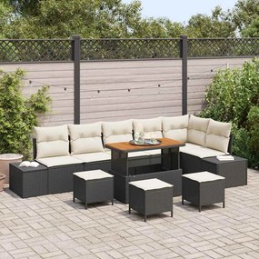 vidaXL Σετ Καναπέ Κήπου με μαξιλάρι 10 pcs Μαύρο Πολυ ράταν