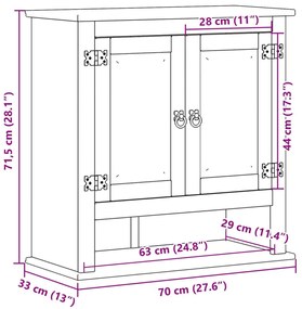 Ντουλάπι Μπάνιου Επιτ. Corona 70x33x71,5εκ. Μασίφ Ξύλο Πεύκου - Καφέ