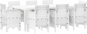 vidaXL Σέτ φαγητού για κήπο 9 pcs Λευκό Πολυπροπυλένιο