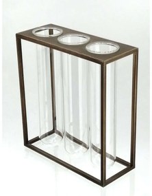 Διακοσμητικό Βάζο Μονοφλεέρ 3 Θέσεων AFT229 20x8x22cm Gold Espiel Metal, Glass