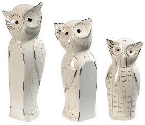 Artekko Artekko Owls Διακοσμητικές Επιτραπέζιες Κουκουβάγιες Πορσελάνη Μπεζ (12x12x37)cm Σετ/3 68458