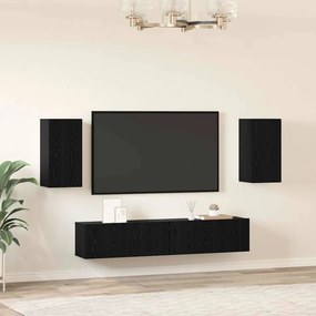 vidaXL Σετ επίπλου τηλεόρασης 4 pcs Μαύρη Οξυά Επεξεργασμένο ξύλο