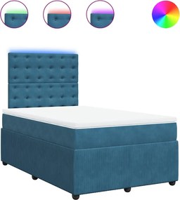 vidaXL Κρεβάτι Boxspring με Στρώμα Μπλε 120x190 εκ. Βελούδινο