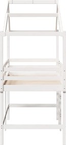 vidaXL Υπερυψ. Κρεβάτι Λευκό 90x190 εκ. Μασίφ Πεύκο με Σκάλα / Οροφή