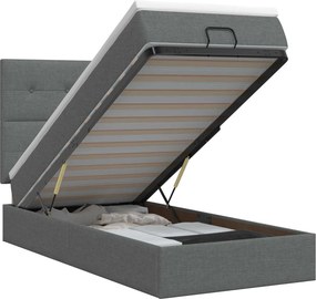 vidaXL Κρεβάτι Ottoman με στρώμα Σκούρο Γκρι 100 x 200 cm Ύφασμα