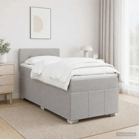 vidaXL Κρεβάτι box spring με στρώμα Ανοιχτό γκρι 100 x 200 cm Ύφασμα
