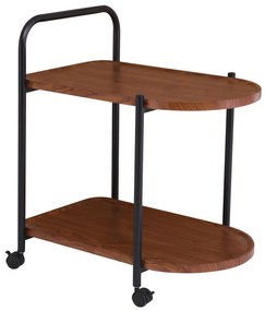 Βοηθητικό Τραπεζάκι TROLLEY Καρυδί/Μαύρο MDF/Μέταλλο 60x38x65cm