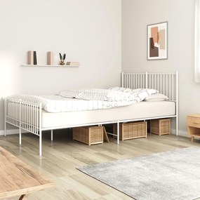 Πλαίσιο Κρεβατιού με Κεφαλάρι&amp;Ποδαρικό Λευκό 90x190 εκ. Μέταλλο