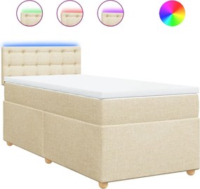 vidaXL Κρεβάτι Boxspring με Στρώμα Κρεμ 90x190 εκ.Υφασμάτινο