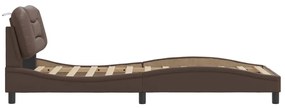 Πλαίσιο Κρεβατιού με Κεφαλάρι Καφέ 90x190 εκ. Συνθετικό Δέρμα - Καφέ