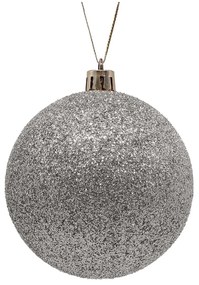 JΚ Home Décor - Μπάλα Πλαστική Ασημί Με Glitter S/6 8cm
