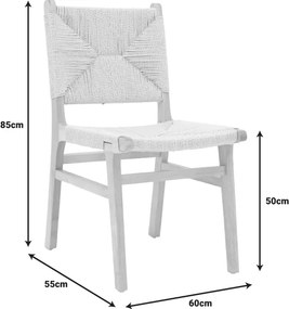 Καρέκλα Arten pakoworld σχοινί-rubberwood σε φυσική απόχρωση 60x55x85εκ