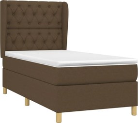 vidaXL Κρεβάτι Boxspring με Στρώμα Σκούρο Καφέ 80x200 εκ. Υφασμάτινο