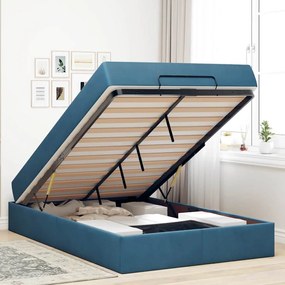 vidaXL Σκελετός Κρεβατιού με στρώμα Μπλε 120 x 200 cm Βελούδο