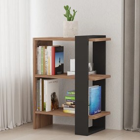 Βιβλιοθήκη Maverick pakoworld σε sonoma-ανθρακί απόχρωση 51,8x25x70εκ (1 τεμάχια)