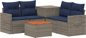 vidaXL Σετ Καναπέ 6 τμχ. Γκρι και Navy Blue Πολυ-ρακί και Χάλυβας