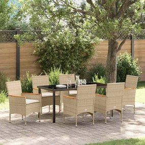 vidaXL Σέτ φαγητού για κήπο 7 pcs Μπεζ συνθετικό ρατάν