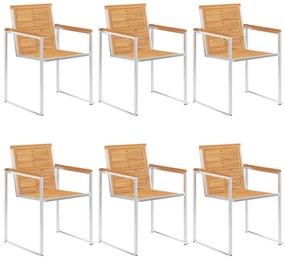 vidaXL Καρέκλες Κήπου 6 τεμ. από Μασίφ Ξύλο Teak με Μαξιλάρια