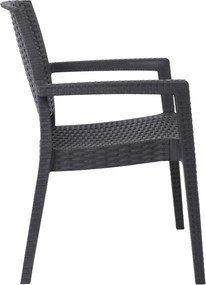 LORA-Pro Πολυθρόνα Στοιβαζόμενη, PP (Rattan Look) Απόχρωση Ανθρακί   1τμχ