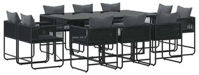 vidaXL Σέτ φαγητού για κήπο 11 pcs Μαύρο Ατσάλι