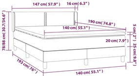 Κρεβάτι Boxspring με Στρώμα Μπλε 140x190 εκ. Υφασμάτινο - Μπλε