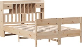 vidaXL Κρεβάτι Βιβλιοθήκη Χωρίς Στρώμα 140x200 εκ Μασίφ Ξύλο Πεύκο