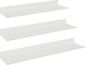 vidaXL Πλωτό ράφι Επιτοίχιο 3 pcs Λευκός 40 x 9 x 2,5 εκ Ατσάλι