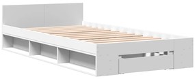 vidaXL Πλαίσιο Κρεβατιού με Συρτάρια Λευκό 100x200 εκ Επεξεργ. Ξύλο